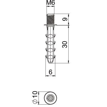 Steckdübel Ø6mm Kst L30mm