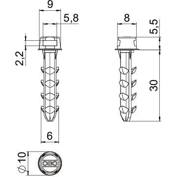Steckdübel Ø6mm Kst L30mm