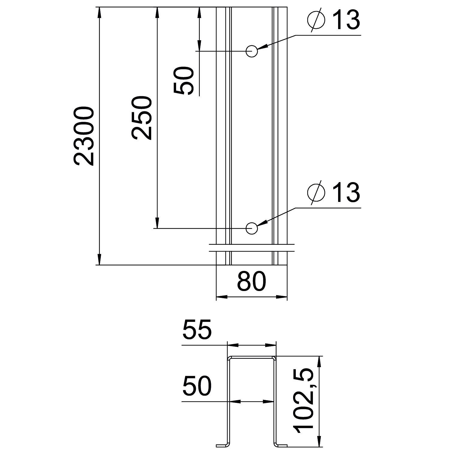 PV-Montageprofil 2300m ST 50x102,5mm