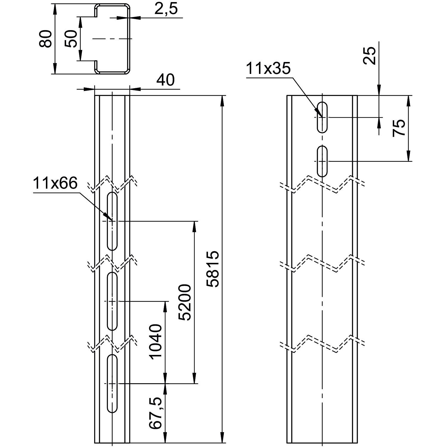 PV-Montageprofil 5815m ST 40x80mm