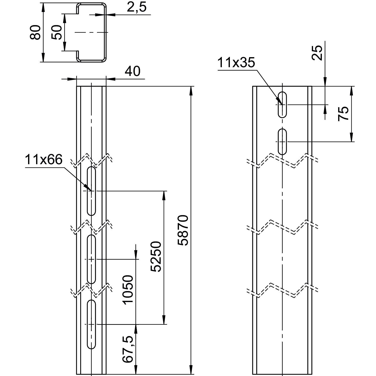 PV-Montageprofil 5780m ST 40x80mm
