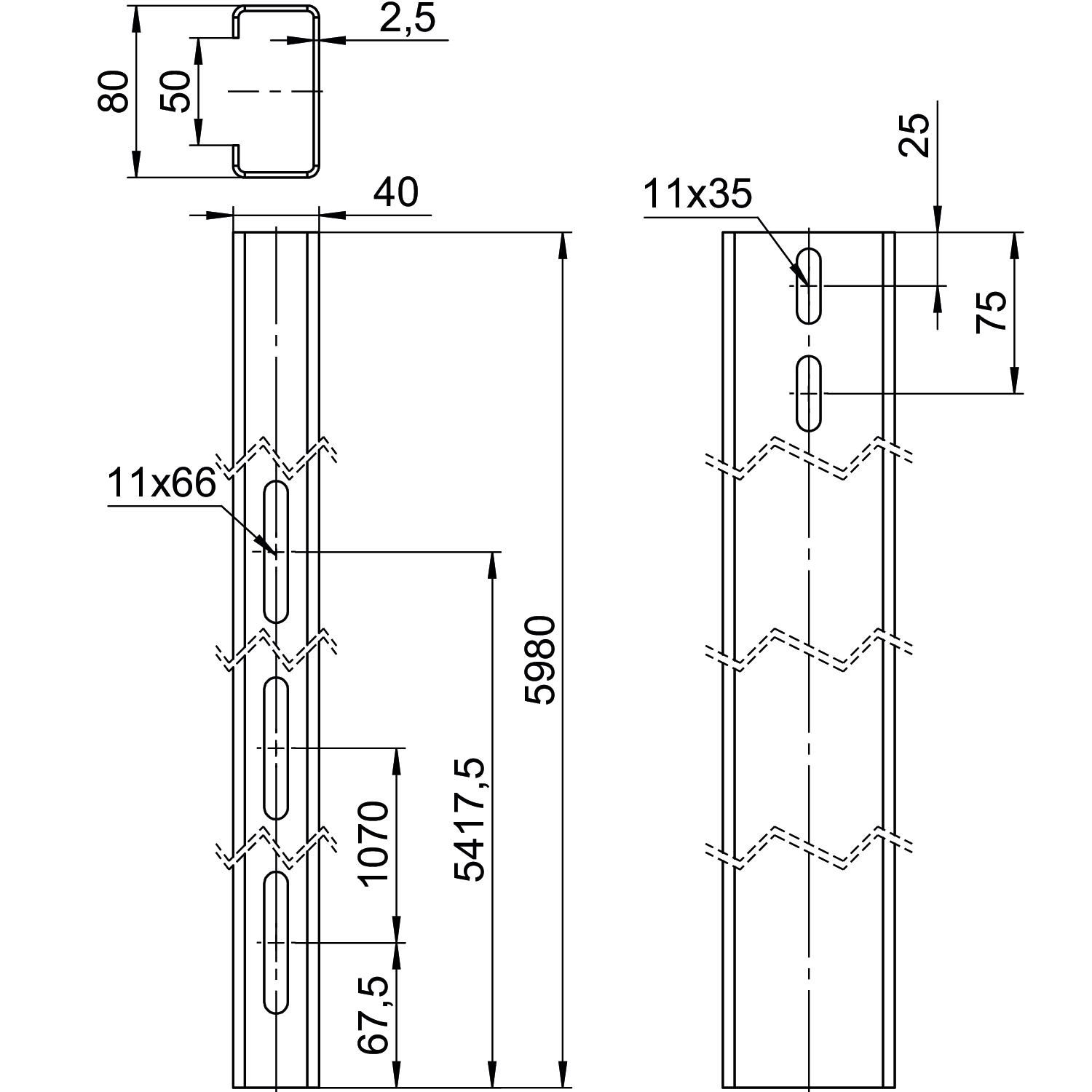 PV-Montageprofil 5980m ST 40x80mm