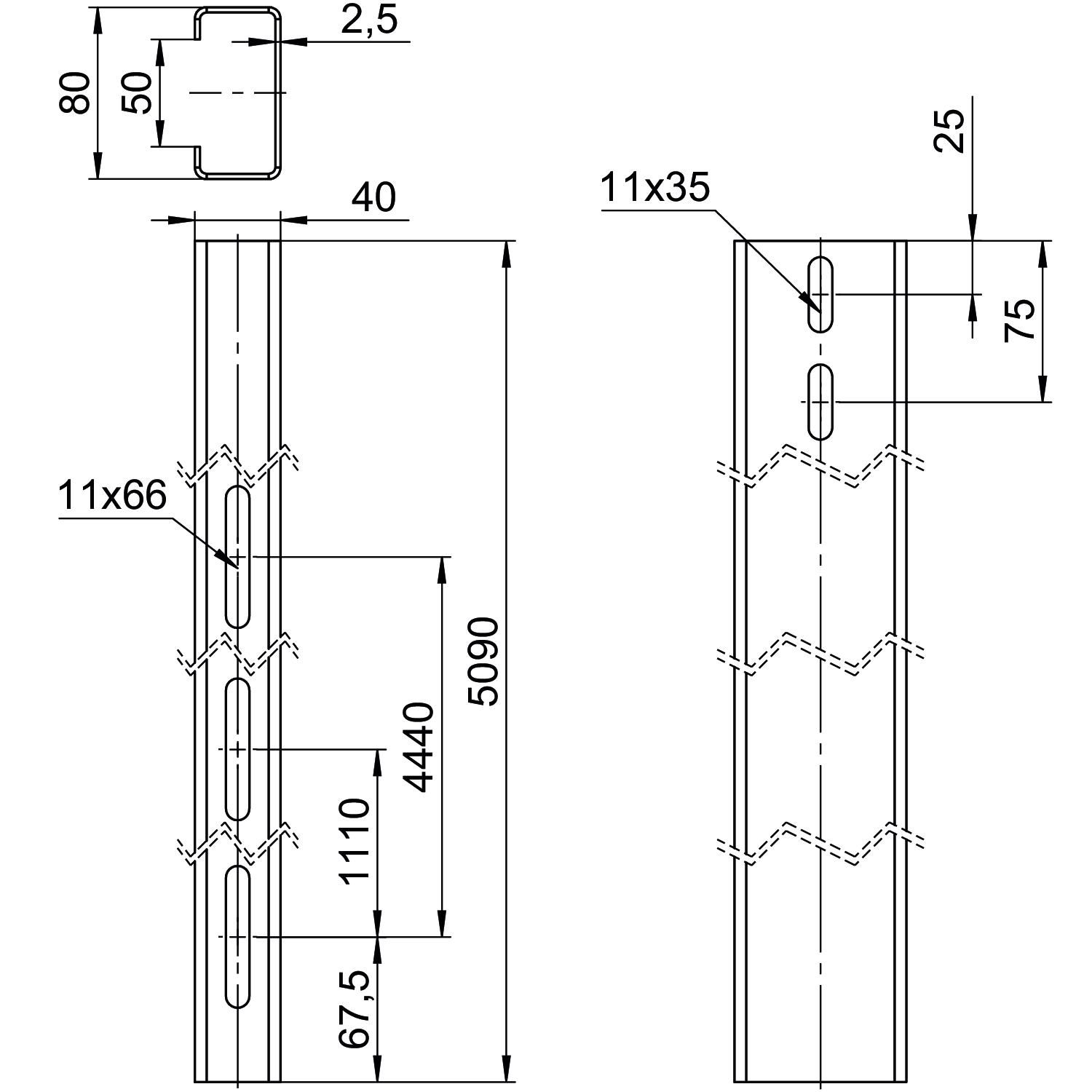 PV-Montageprofil 5090m ST 40x80mm