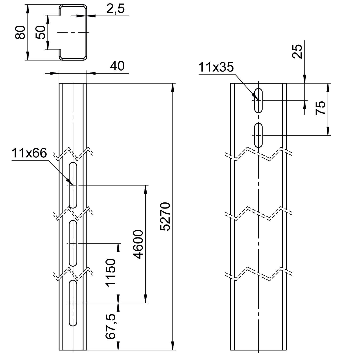 PV-Montageprofil 5270m ST 40x80mm