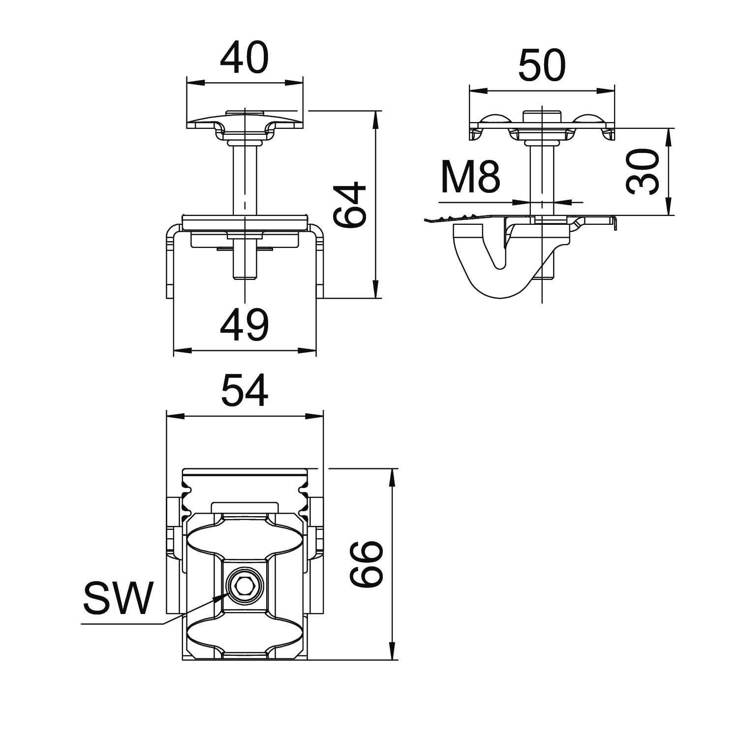 PV-Mittelklemme VA 20-30mm 65,5x54x66mm