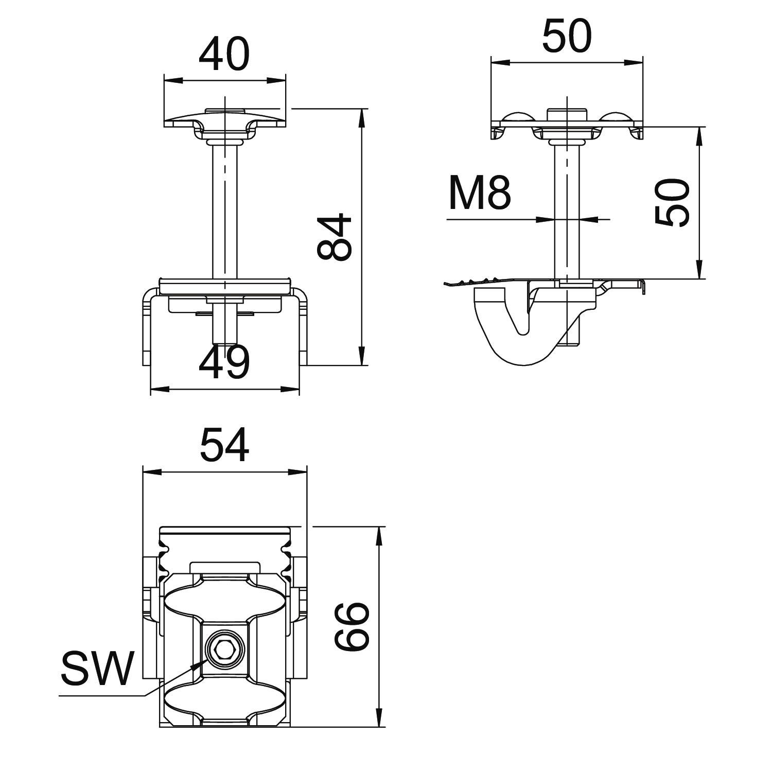 PV-Mittelklemme VA 40-50mm 84,5x54x66mm