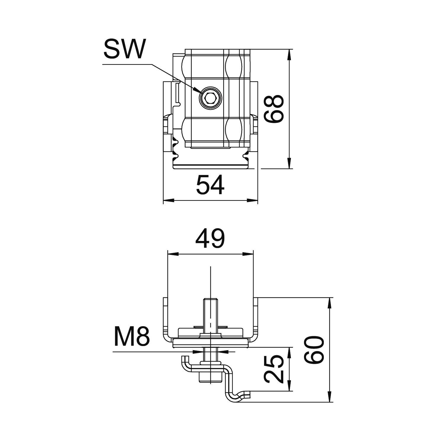 PV-Endklemme VA 20mm 60x54x68,5mm