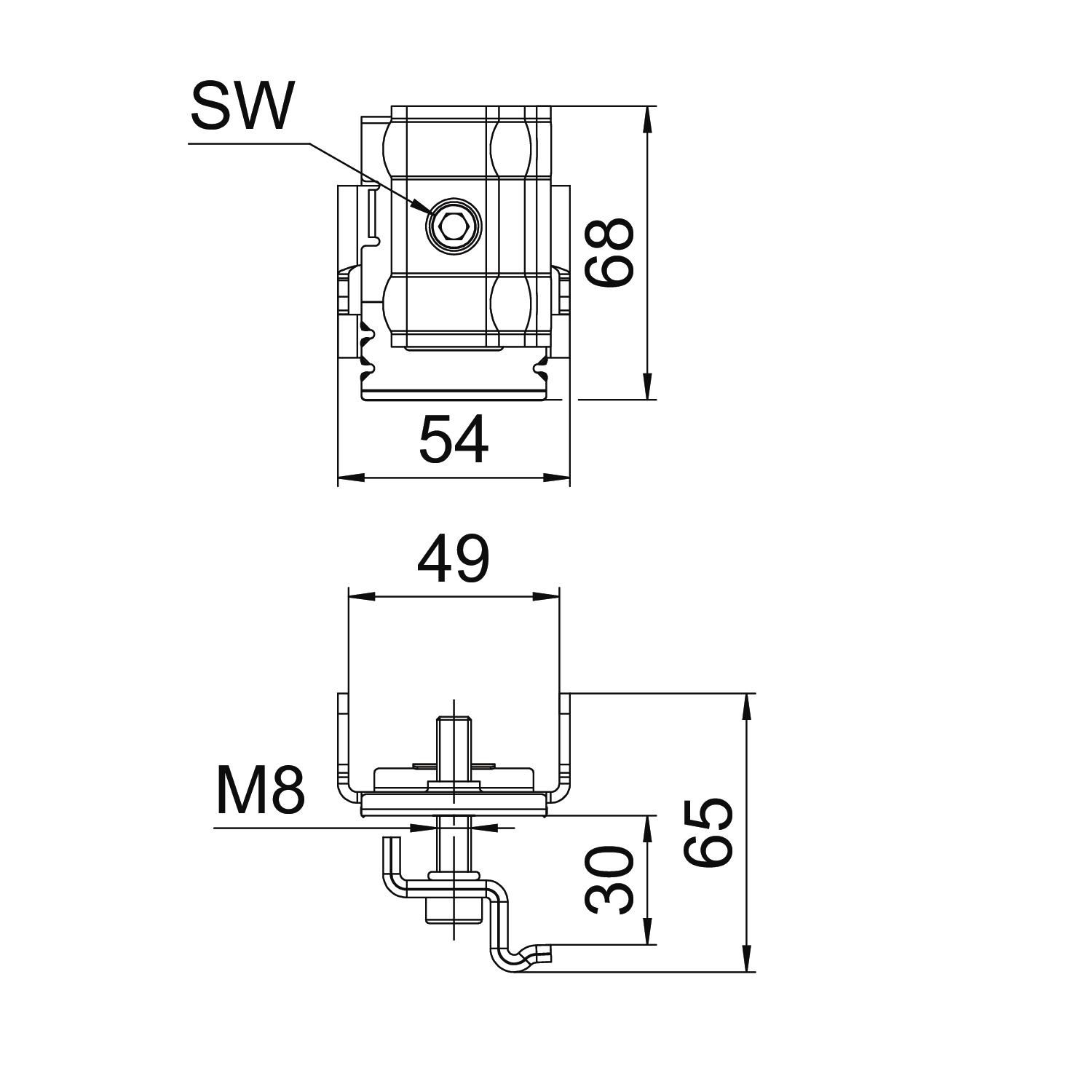 PV-Endklemme VA 25mm 65x54x68,5mm