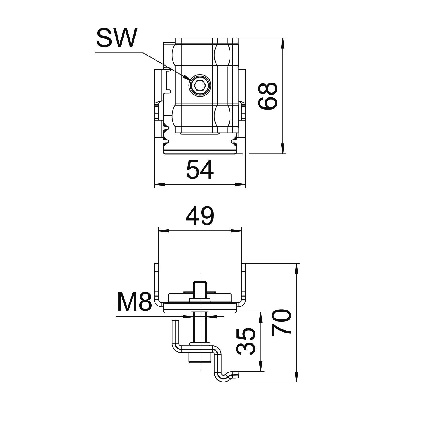 PV-Endklemme VA 30mm 70x54x68,5mm