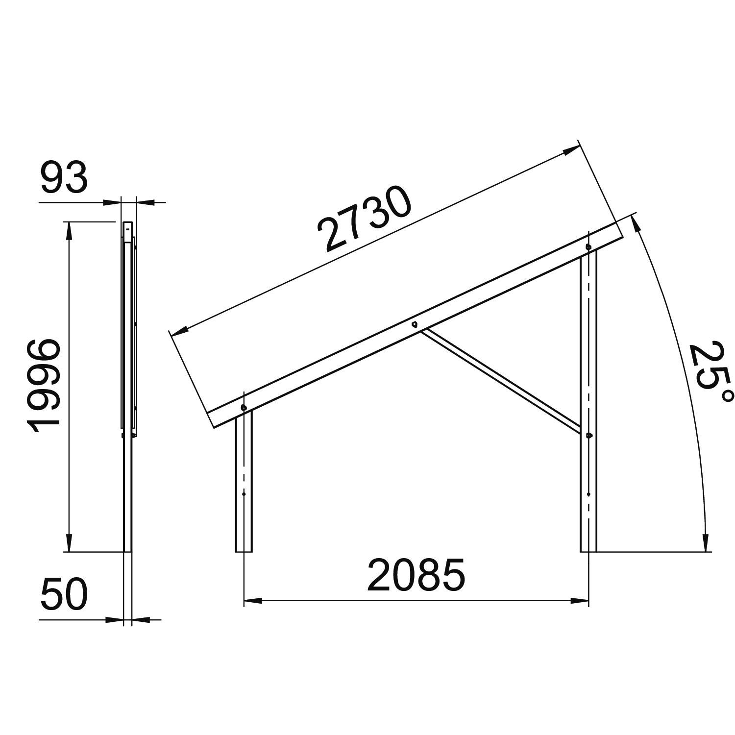 PV-Montagesystem 25° Boden ST