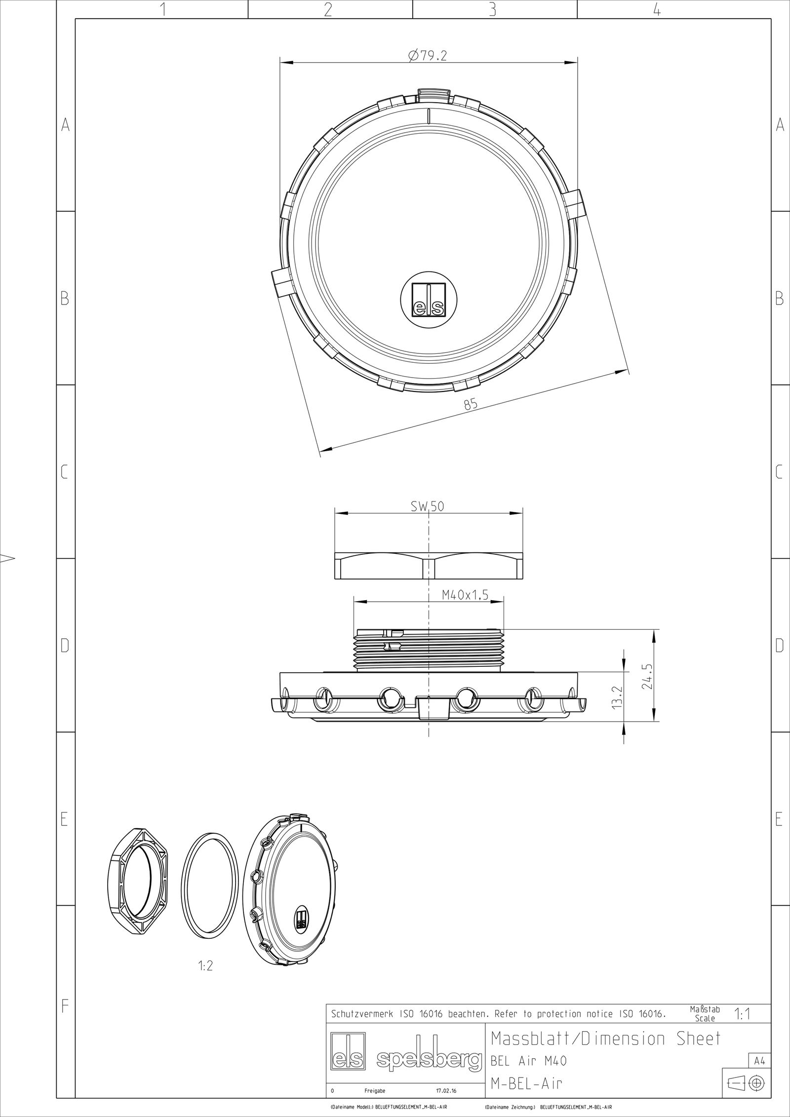 Entwässerungselement M40 PA unbeh lgr Polyamid (PA)