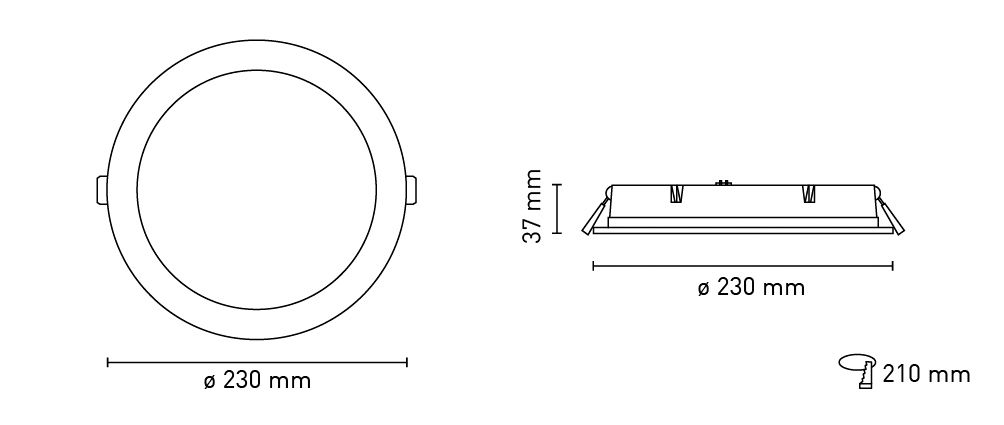 LED-Einbaustrahler 12W 3000-4000K 1732lm Konv 1LED Alu IP44 ws mt breitstrahlend