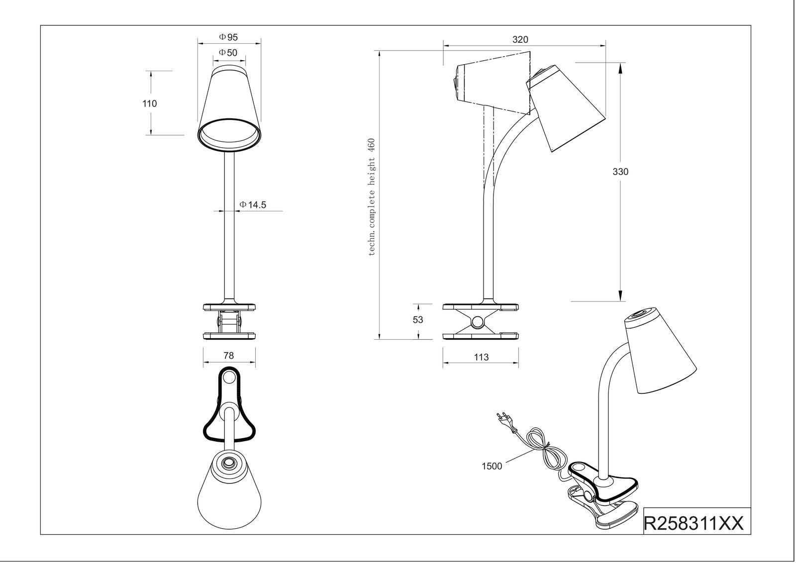 LED-Wohnraumleuchte 4,5W PONGO 3000K ws 500lm Konv 1LED elektr.Trafo m.Schalter