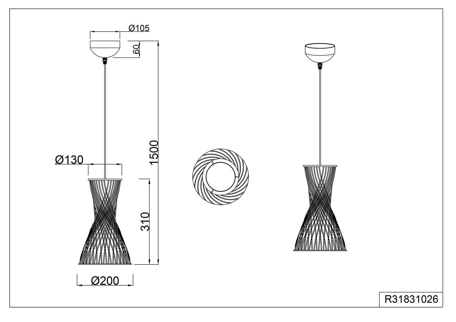 LED-Pendelleuchte 10W BIJOU br E27 sym IP20 1LED LED austauschbar Ø200mm
