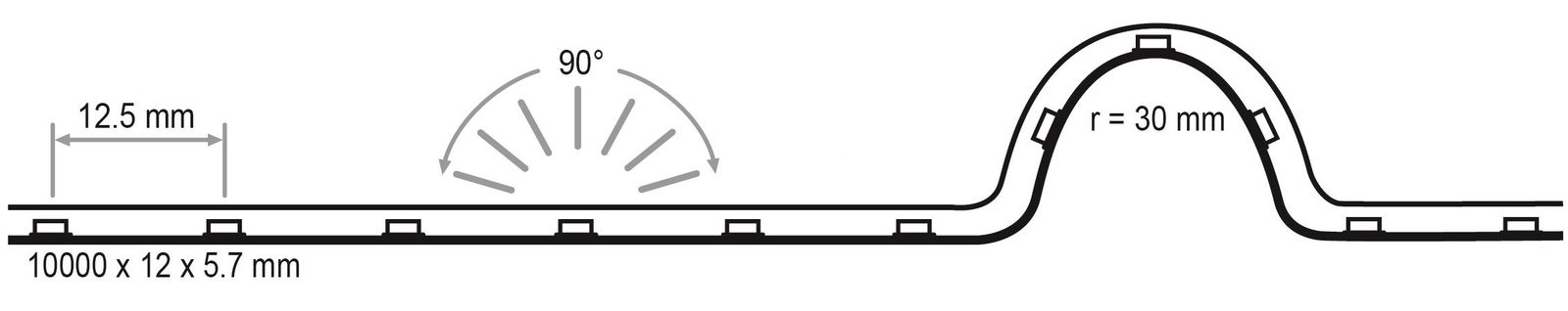 LED-Lichtband 5,5W/m ws 3000K 80Stk/m IP65 DC LED nicht austauschbar 10000mm