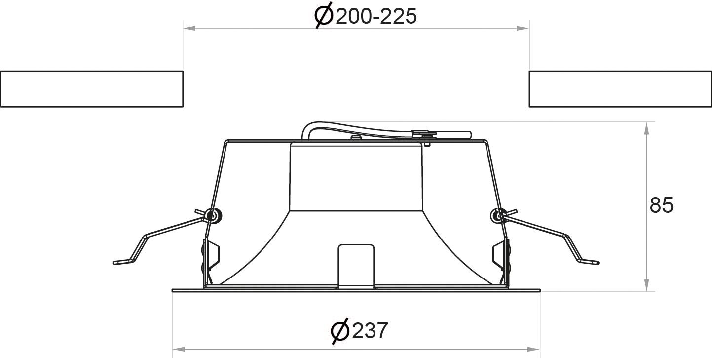 LED-Einbaustrahler 18-24W 3840-4080K Alu 3800lm Konv 1LED IP20 ws mt Ø/EB225mm