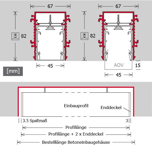 Betonprofil si Alu 1500x45x60mm