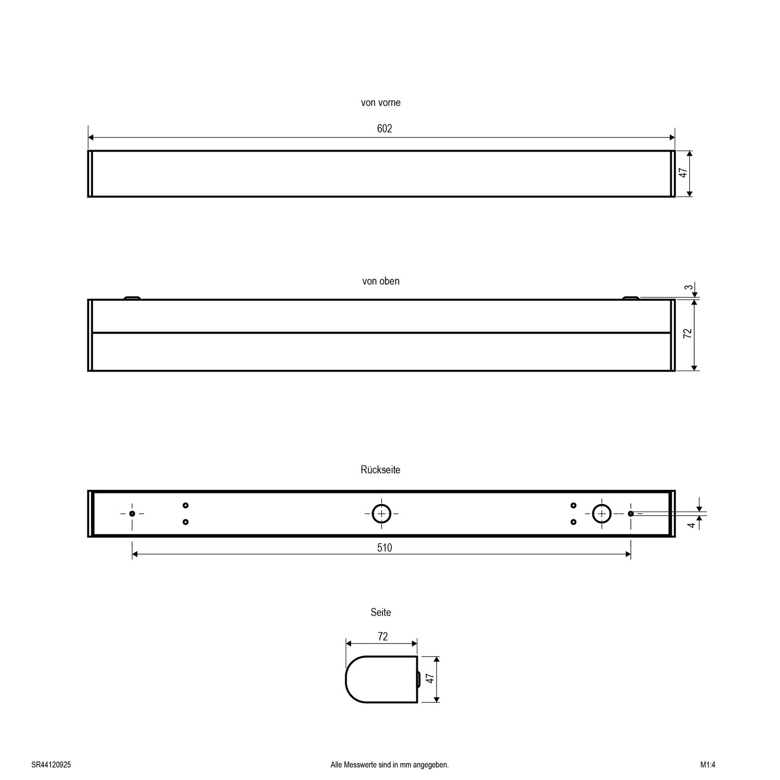 LED-Spiegelleuchte 10-19W 3000-5700K sw 2280lm IP44 602x73x47mm