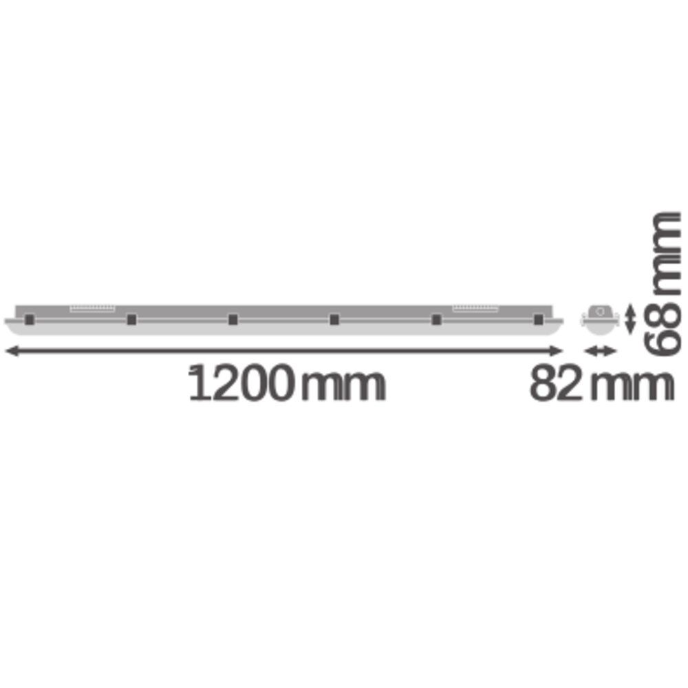 LED-Feuchtraumleuchte 14-28,3W 4000K EVG 4640lm gr IP65 1200x82x68mm