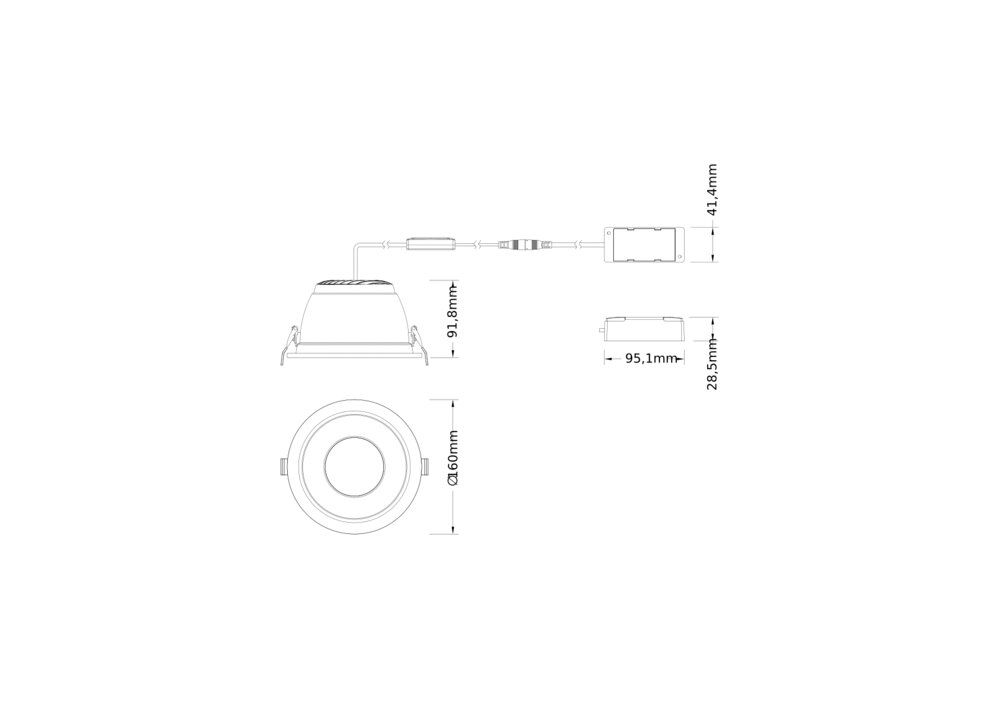 LED-Einbaustrahler 12-18W 3000-4000K Alu 2160lm EVG ws 1LED IP44 mt Ø/EB150mm