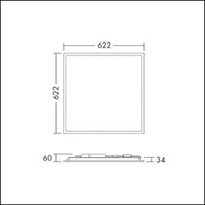 LED-Panel 622x622mm ANNA 20-35W 4400lm 3000-4000K ws Konv Dimmung DALI IP40