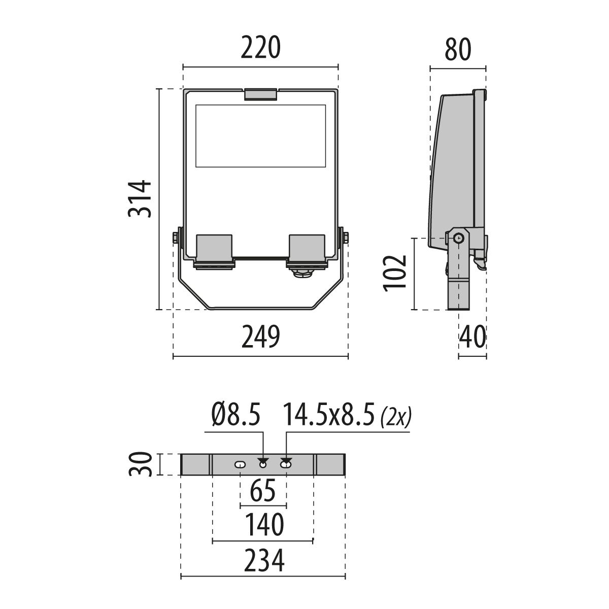 LED-Anbaustrahler 51W 4000K 8262lm EVG gr mt 1LED Alu IP66 RF:hochglänzend