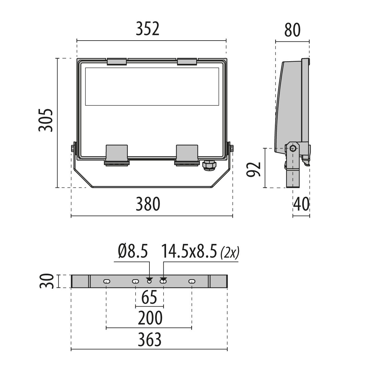 LED-Anbaustrahler 74W 4000K 12391lm EVG gr mt 1LED Alu IP66 RF:hochglänzend