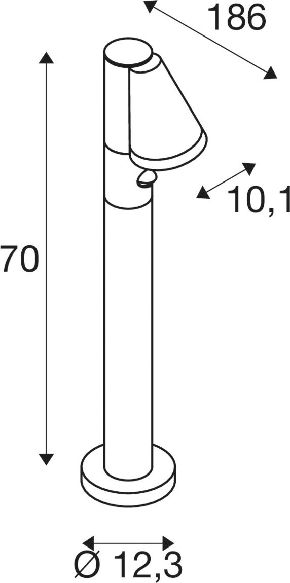 LED-Pollerleuchte 10W T-TUBE IP44 sw Alu Gl_tr 1LED GU10 BWM