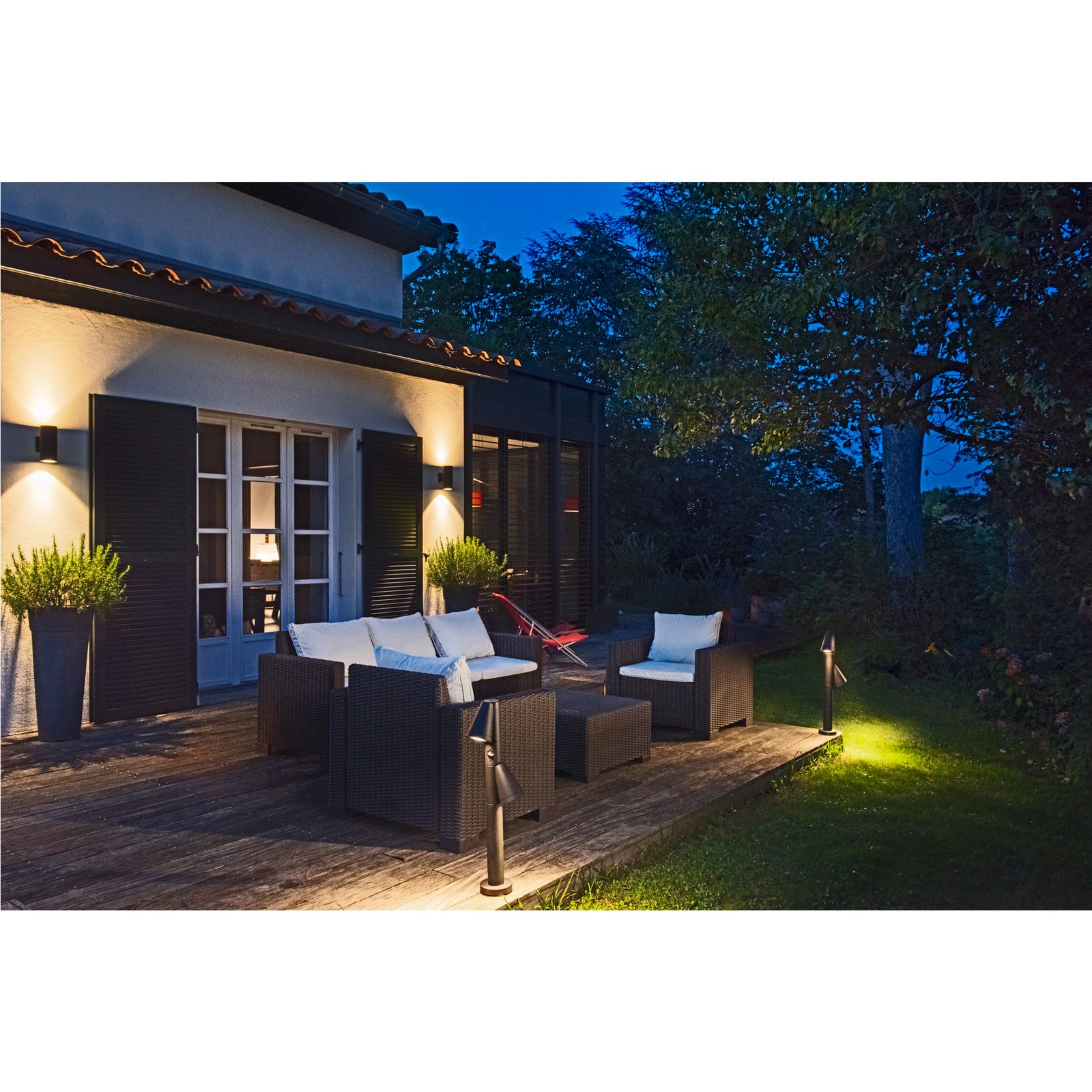 LED-Pollerleuchte 20W T-TUBE IP44 sw Alu Gl_tr 2LEDs GU10 BWM