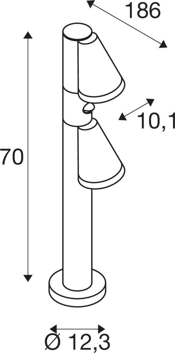 LED-Pollerleuchte 20W T-TUBE IP44 sw Alu Gl_tr 2LEDs GU10 BWM