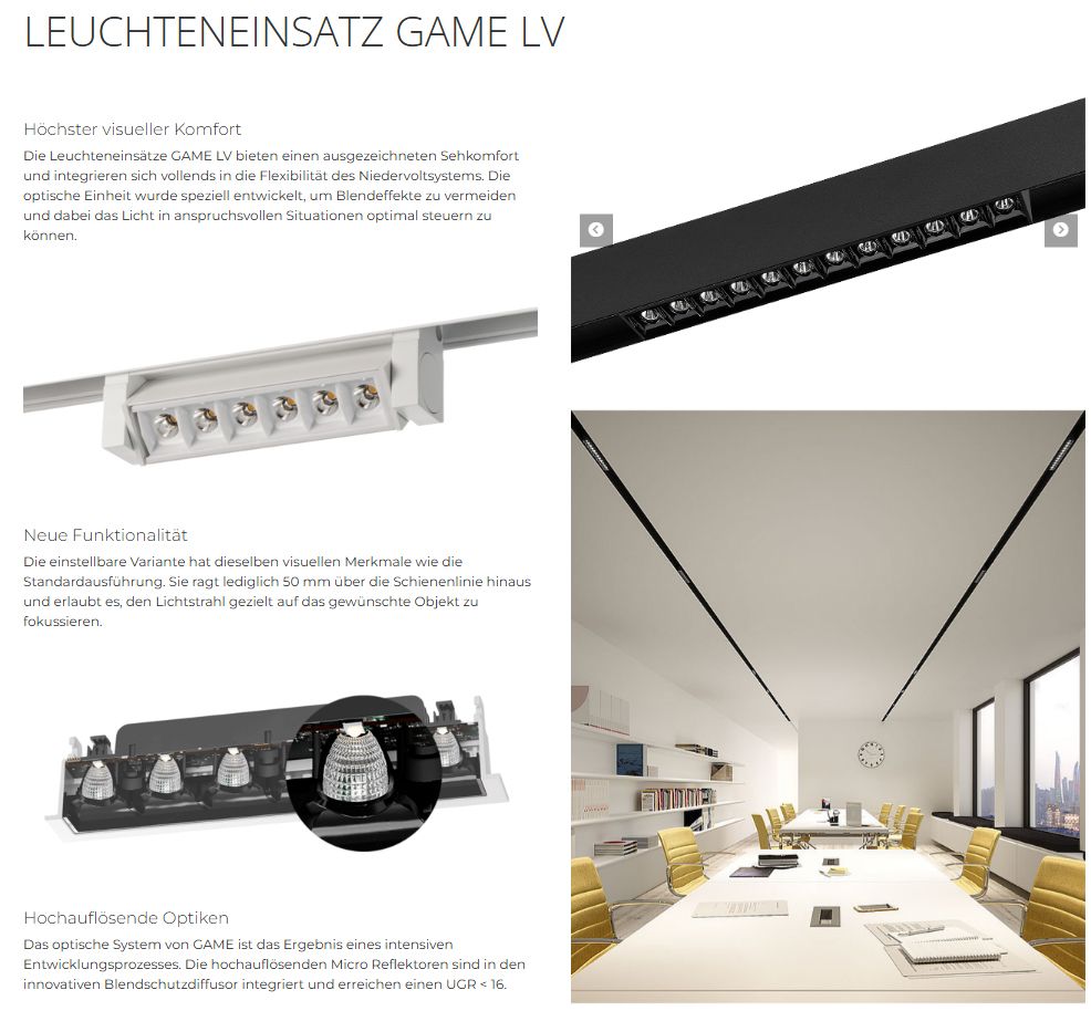 LED-Schienenstrahler 6W GAME 3000K 663lm Konv sw 6LEDs Alu IP20 mt 192x25x70mm