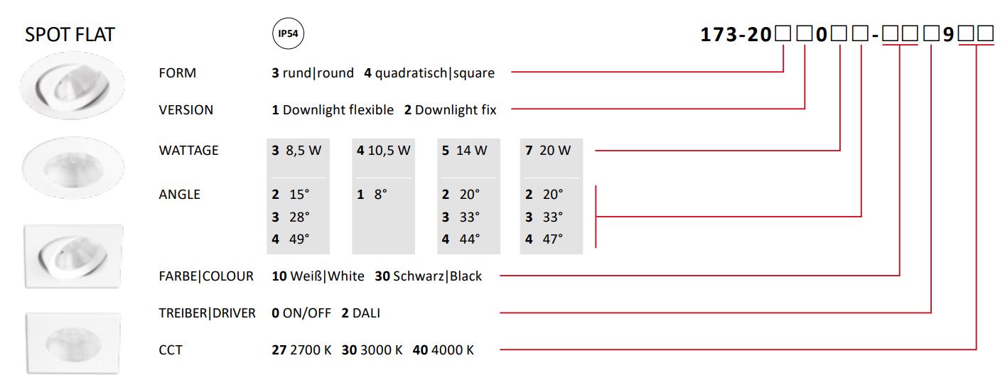 LED-Einbaustrahler 8,5W SPOT Flat 4000K 742lm Konv Dimmung DALI 1LED Alu IP54 ws