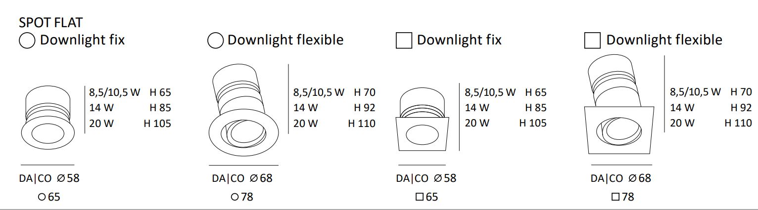 LED-Einbaustrahler 8,5W SPOT Flat 4000K 742lm Konv Dimmung DALI 1LED Alu IP54 ws