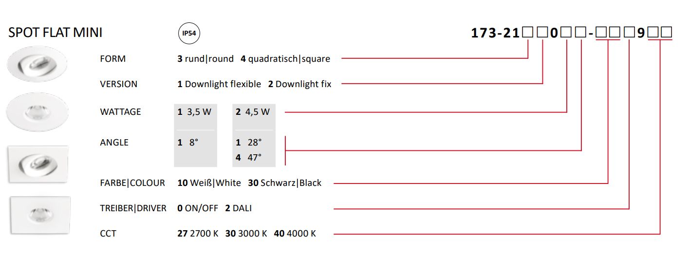 LED-Einbaustrahler 4,5W SPOT Flat 3000K 314lm Konv 1LED Alu IP54 sw mt Ø/EB42mm