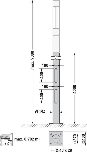 Lichtmast 4m zylindr ST vz