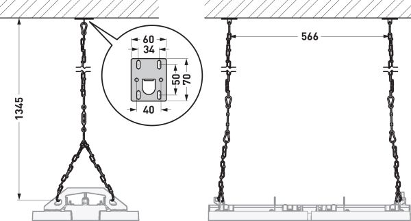Kettenabhängung ws ST L1400mm B70mm H23mm