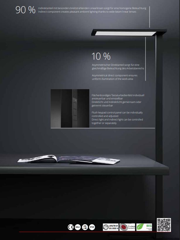 LED-Stehleuchte 105W FACTORY SLIM 3000K 1LED 15184lm elektr.Trafo dir/indir si