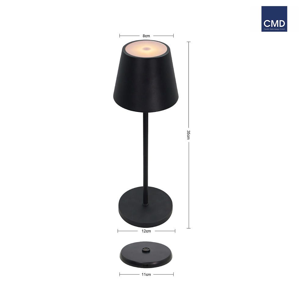 LED-Tischleuchte 2,2W 2700-3000K 150lm sw 1LED m.Schalter Mit Dimmer m.LM 3,7V