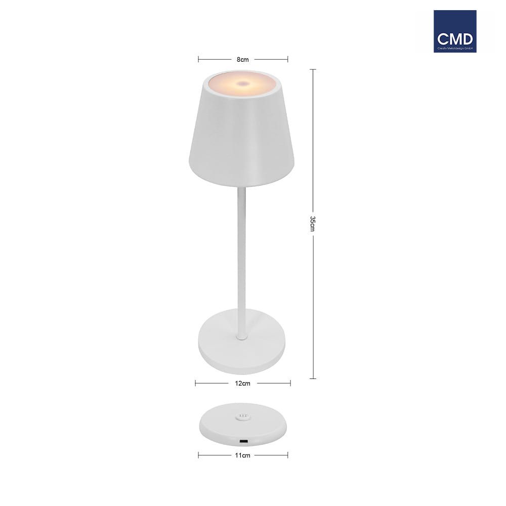 LED-Tischleuchte 2,2W 2700-3000K 150lm ws 1LED m.Schalter Mit Dimmer m.LM 3,7V