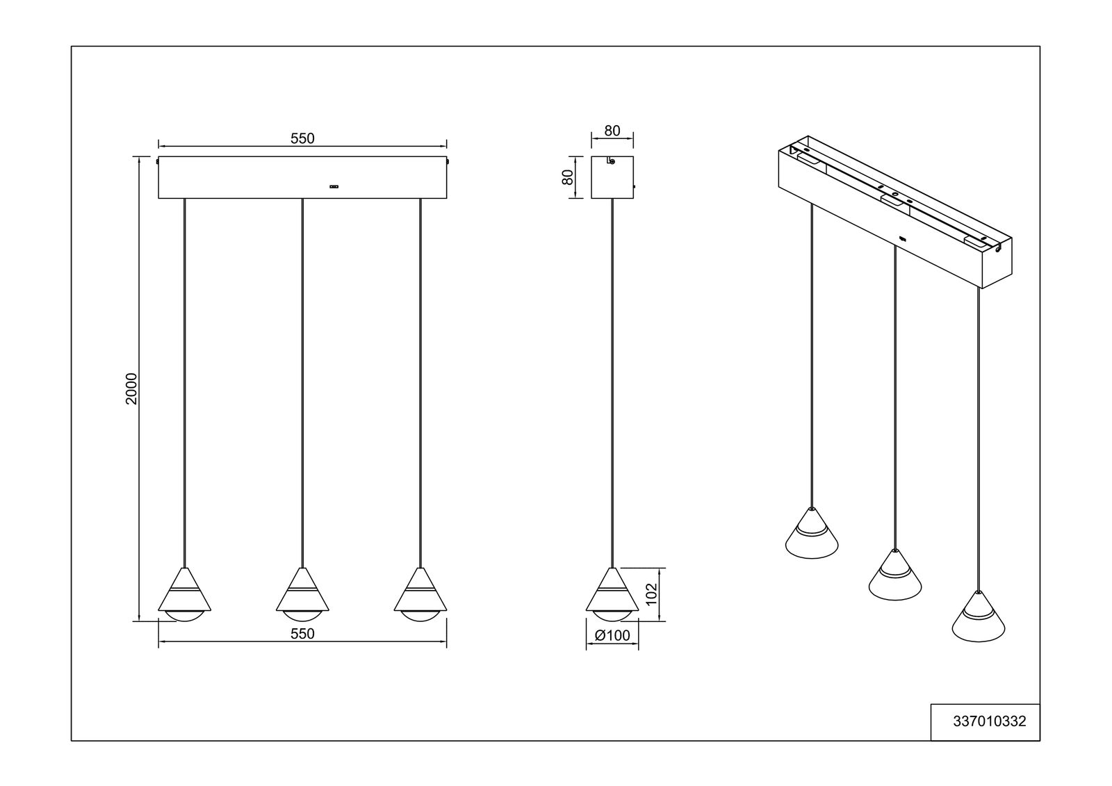 LED-Pendelleuchte 21W 2300-4000K 2100lm sw 3LEDs LED nicht austauschbar sym IP20