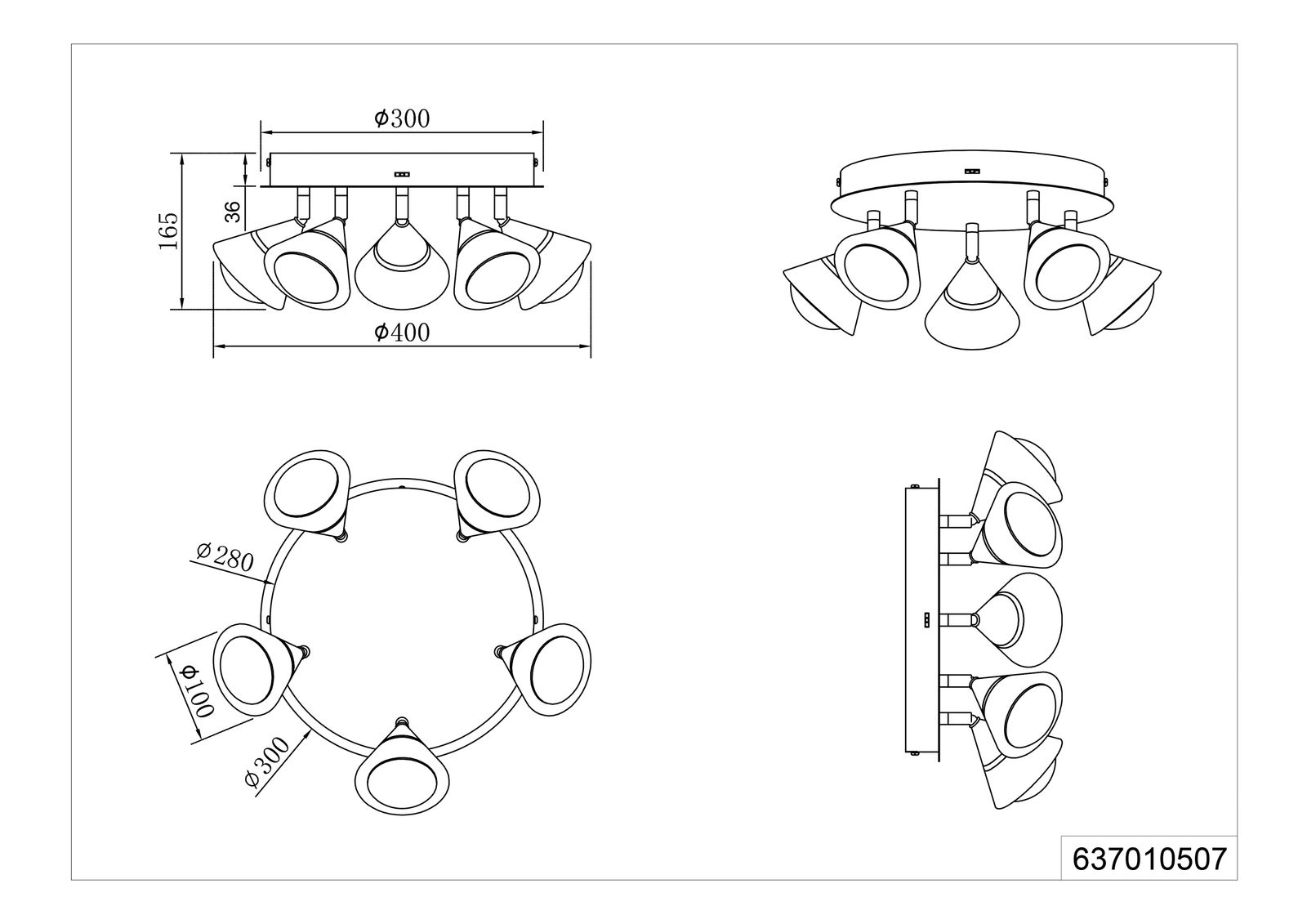 LED-Deckenanbauleuchte 35W 2300-4000K 3500lm ni Konv IP20 Ø300x165mm
