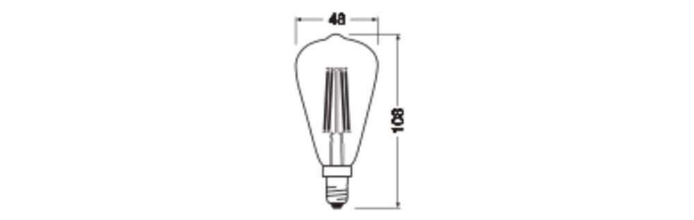 LED-Lampe FM E14 4,8W 2200K go 360lm G Filamentlampe dimmbar 320° AC Ø48x108mm