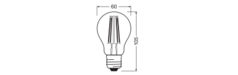 LED-Lampe FM E27 A60 5,9W 2700K 806lm D kl Filamentlampe ws 300° AC Ø60x105mm