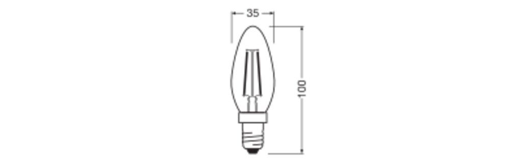 LED-Kerzenlampe FM E14 1,8W 2700K 250lm D kl Filamentlampe ws 300° AC Ø35x100mm