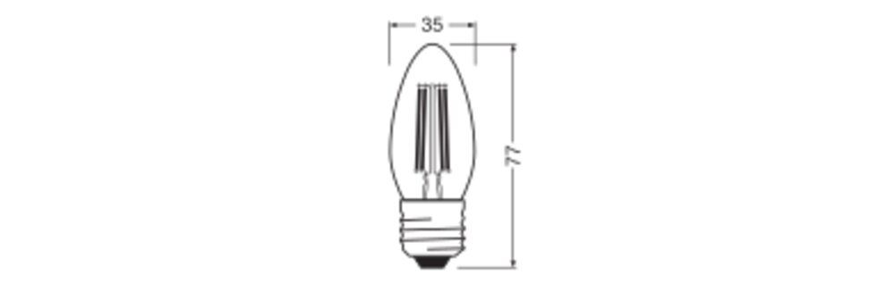 LED-Kerzenlampe FM E27 3,4W 2700K 470lm D kl Filamentlampe ws 300° AC Ø35x92mm