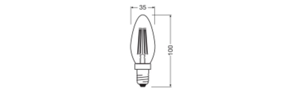 LED-Kerzenlampe FM E14 5,9W 2700K 806lm D kl Filamentlampe ws 300° AC Ø35x100mm