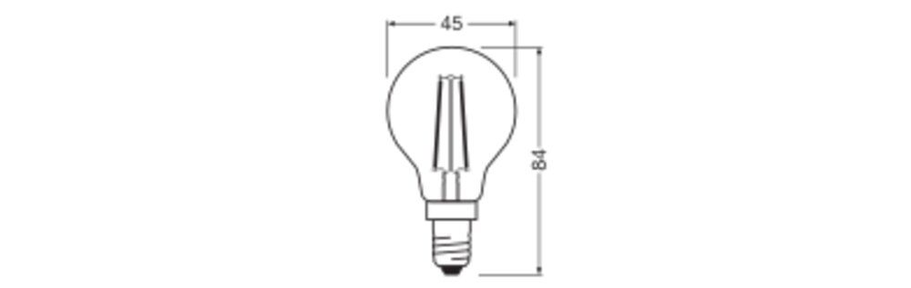 LED-Lampe FM E14 1,8W 2700K 250lm D kl Filamentlampe ws 300° AC Ø45x84mm
