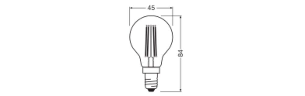 LED-Lampe FM E14 5,9W 2700K 806lm D kl Filamentlampe ws 300° AC Ø45x84mm