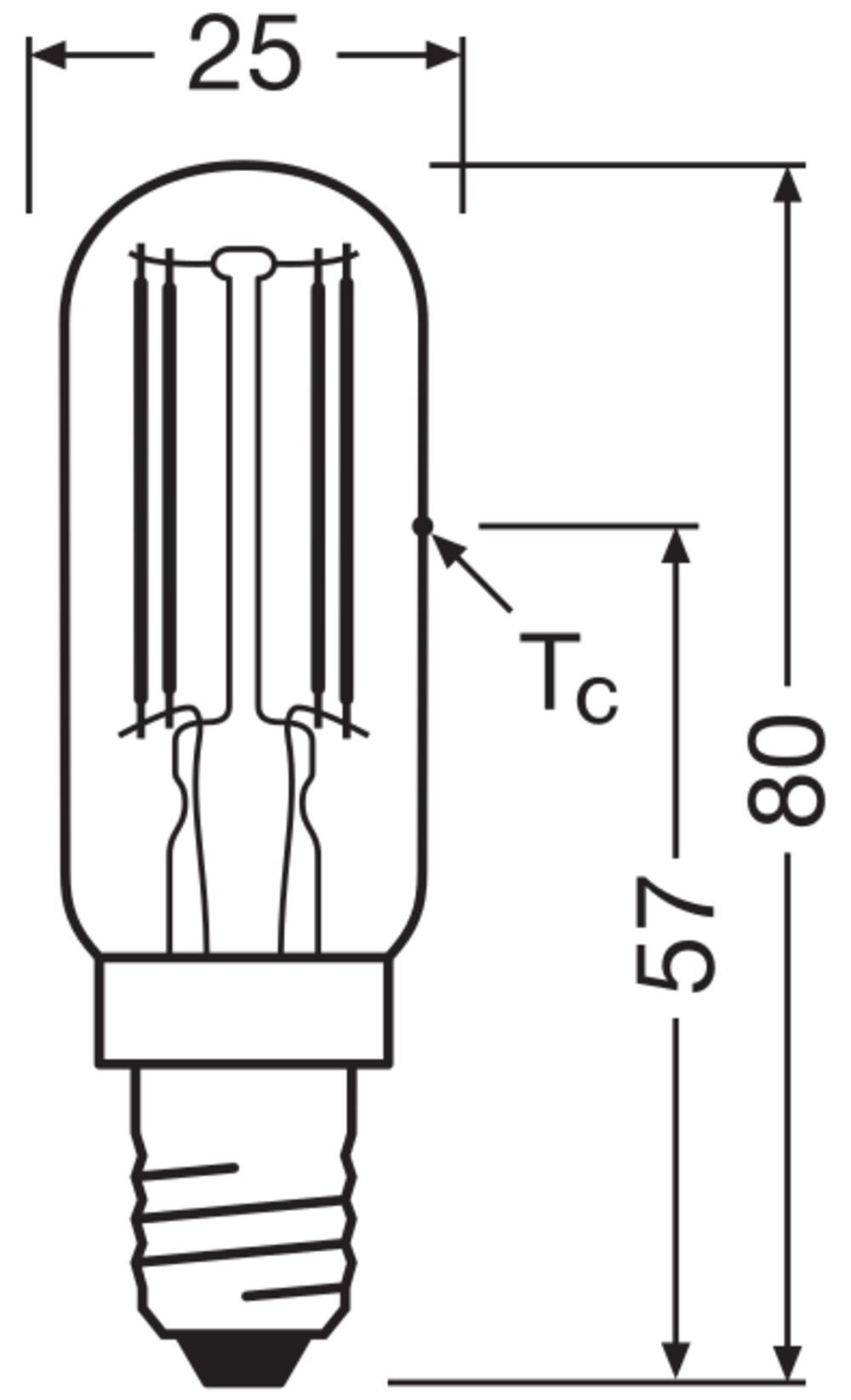 LED-Röhrenlampe FM E14 5,9W 2700K 806lm D kl Filamentlampe ws 300° AC Ø25x80mm