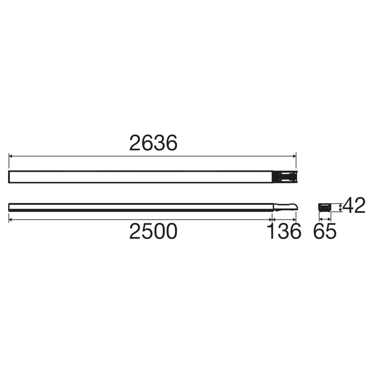 Tragschiene Lichtband 1-l 5x2,5qmm IP20 ws 1-längig L=2500mm